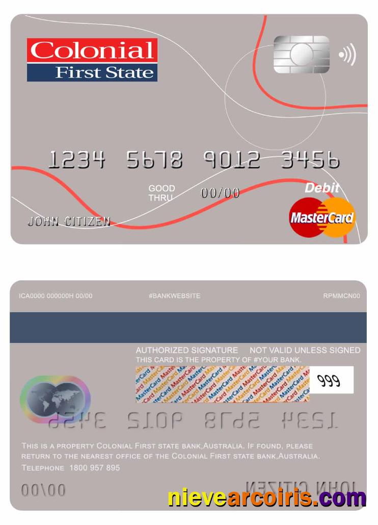 Australia Colonial First State Bank mastercard